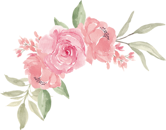 Watercolor Flowers with Leaves